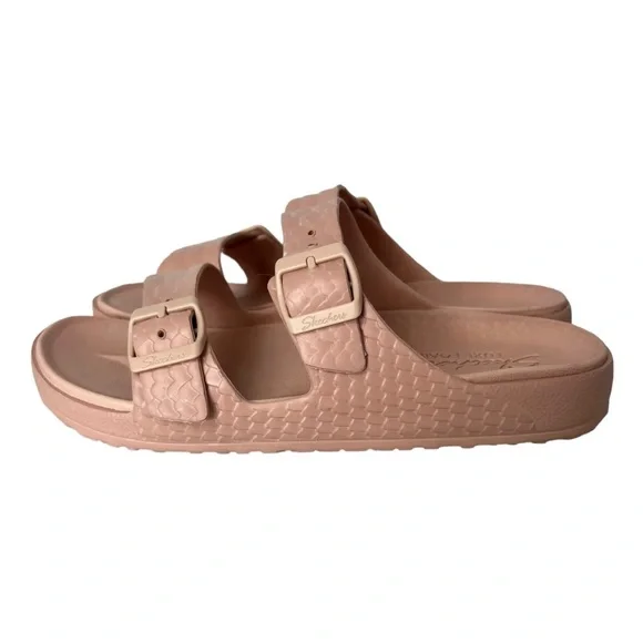 Skechers Luxe Foam Sandals Sliders Womens Size UK 8 Dusky Pink Buckle Fastening - Picture 4 of 12